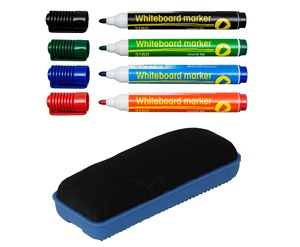 Marker suchościeralny Leviatan kpl.4 szt+ gąbka magnet