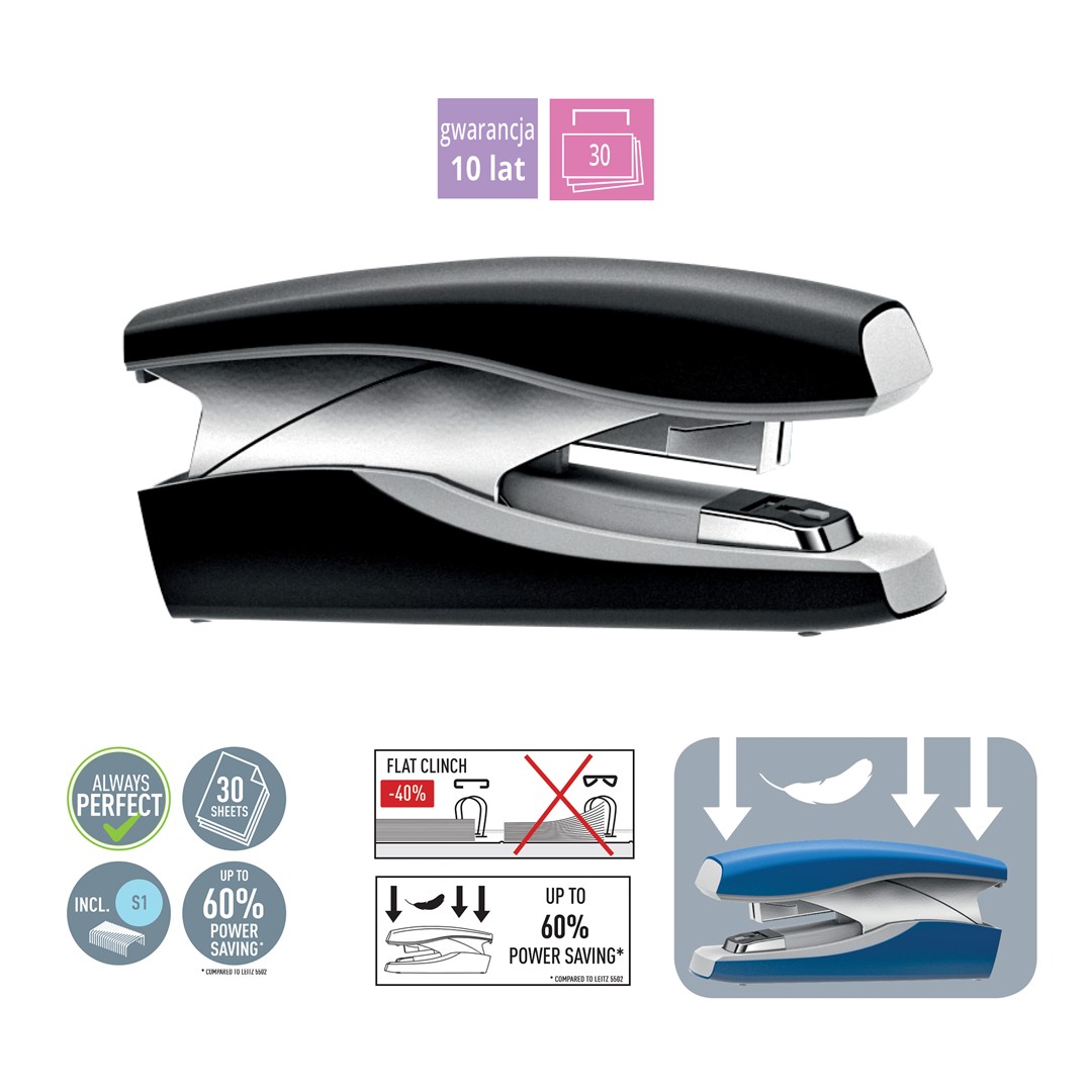 Zszywacz do 30 kartek Leitz 5603 Softpress czarny