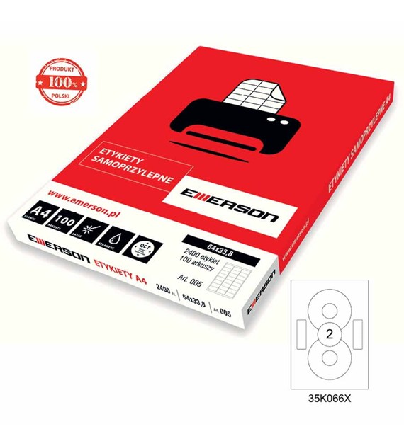 Etykieta uniwersalna Emerson na CD 100ark./200szt