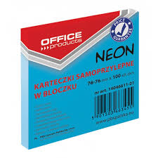 Bloczek samoprzylepny 76x76 Office Products neon niebieski