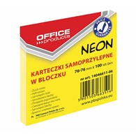 Bloczek samoprzylepny 76x76 Office Products neon żółty