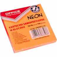 Bloczek samoprzylepny 76x76 Office Products neon pomarańczowy