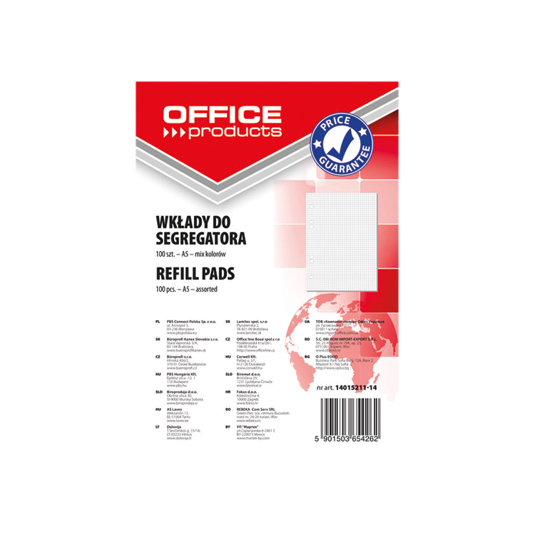 Wkład do segregatora A5/50 Office Products biały