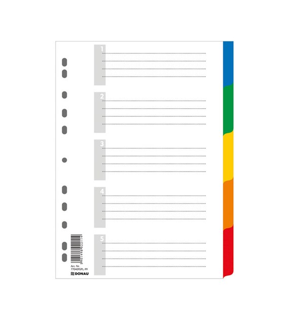 Przekładki plastikowe Donau A4 5 kart.