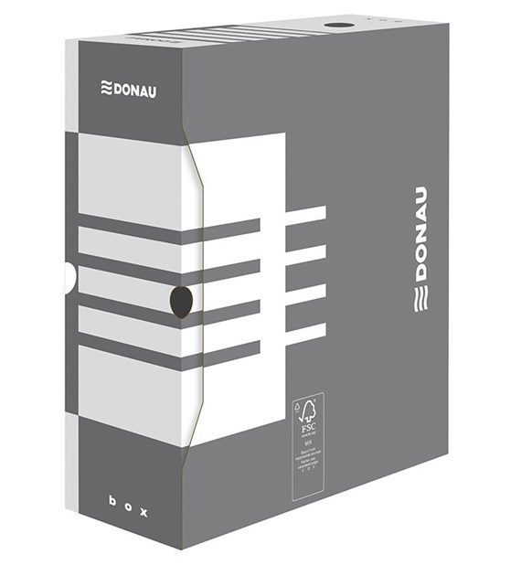 Pudło archiwizacyjne na segregatory Donau 120mm szary