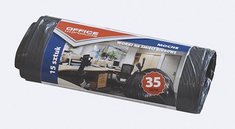 Worki na śmieci 35/15szt. LHDP Office Products  z taśmą czarny