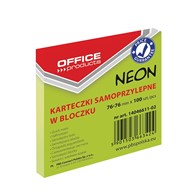 Bloczek samoprzylepny 76x76 Office Products neon zielony