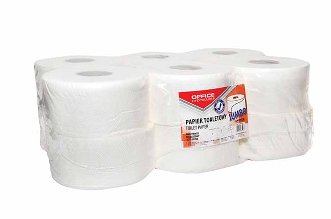 Papier toaletowy Office Jumbo 1-warstwowy makulatura biały