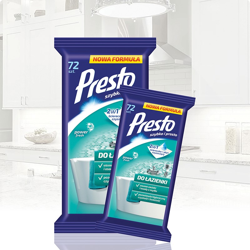 Ściereczki PRESTO do łazienek 72 szt. białe