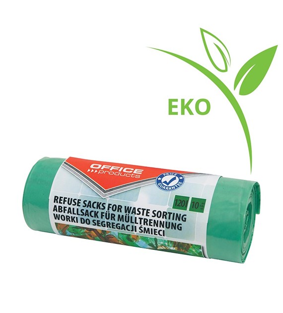 Worki do segregacji szkła 120L/10szt Office zielone