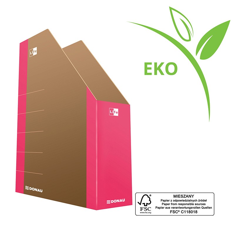 Pojemnik na czasopisma kartonowy Donau Life A4/80 różowy