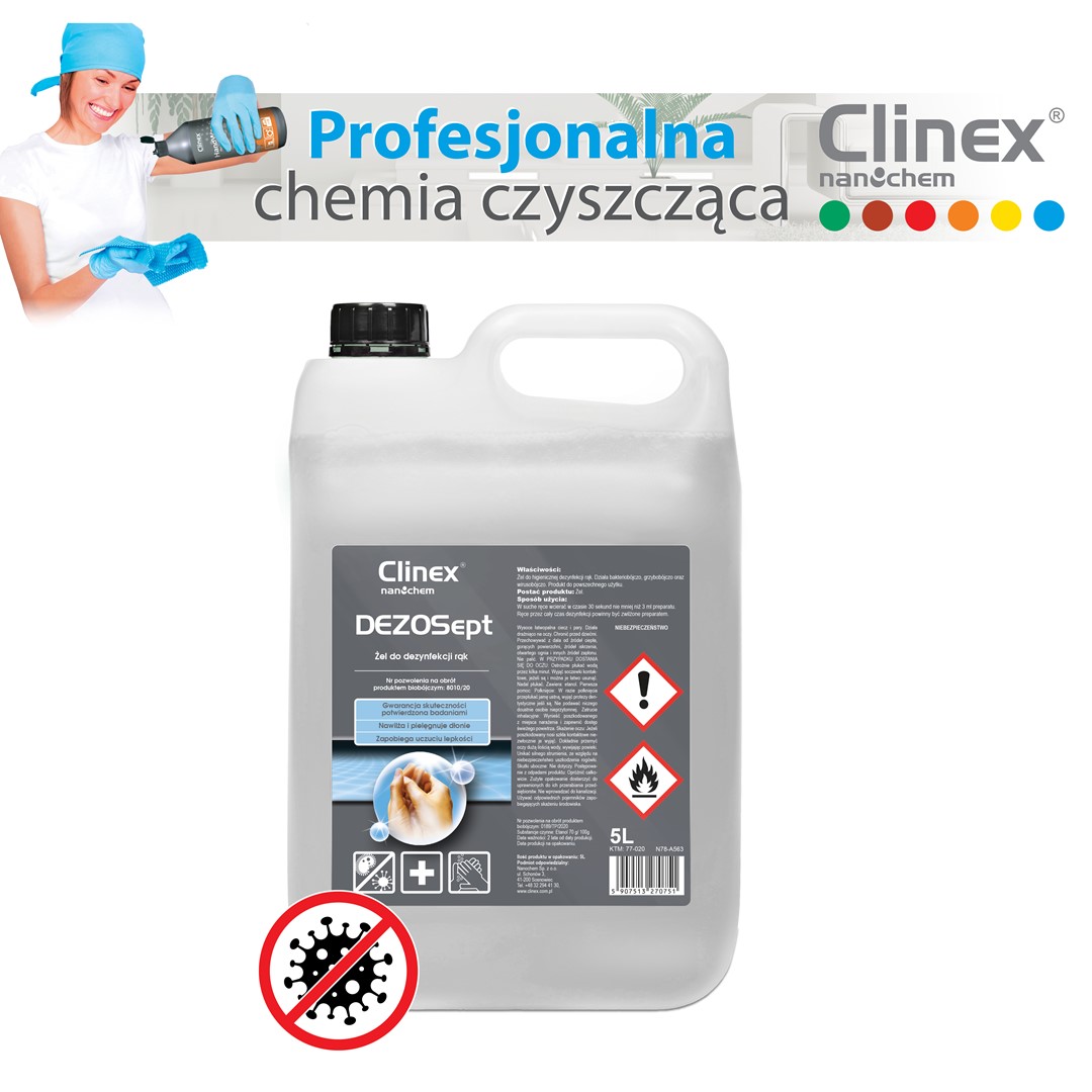 Żel Clinex Dezosept do dezynfekcji rąk 5L