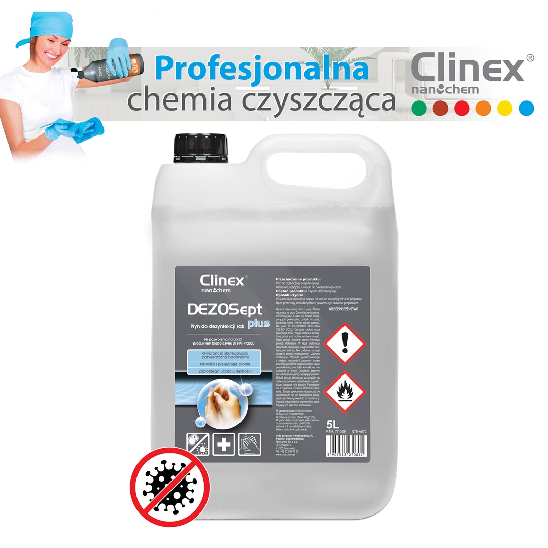 Płyn Clinex Dezosept Plus do dezynfekcji rąk 5L