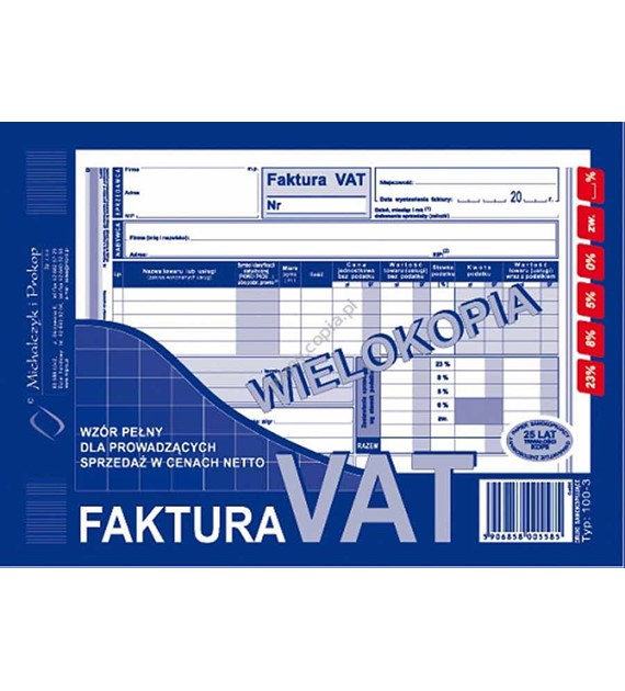 Faktura VAT netto (pełna)  A5 wielokopia