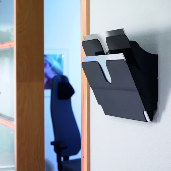 Pojemnik na ulotki Durable Flexiplus 2 kieszenie poziome czarny