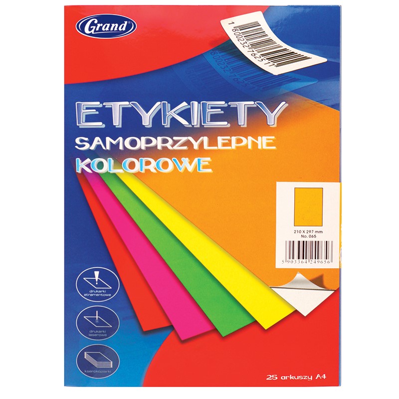 Etykieta uniwersalna Grand A4 czerwony 25szt.