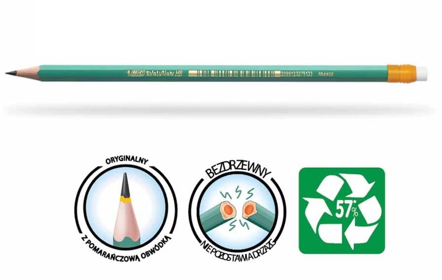 Ołówek Bic Evolution Ecolutions HB z gumką
