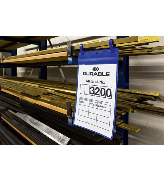 Kieszeń magazynowa Durable z paskami montażowymi A4 pion niebieski 50szt.