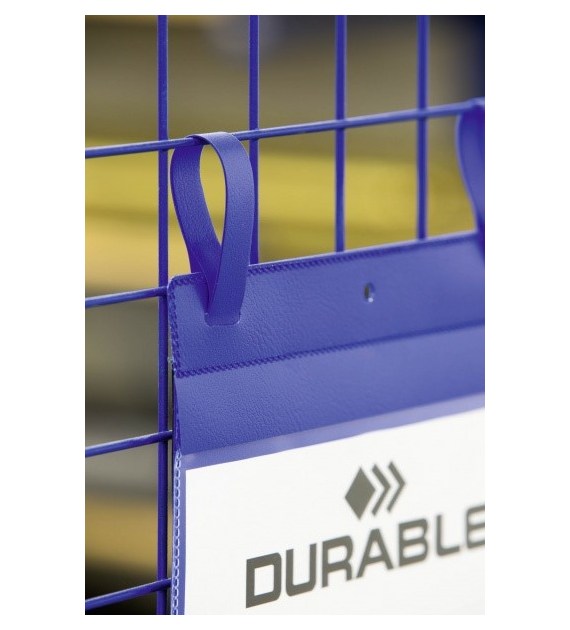 Kieszeń magazynowa Durable z paskami montażowymi A4 poziom niebieski 50szt.