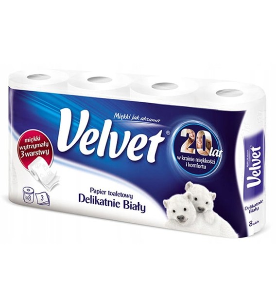 Papier toaletowy Velvet biały 3-wars./8rolek