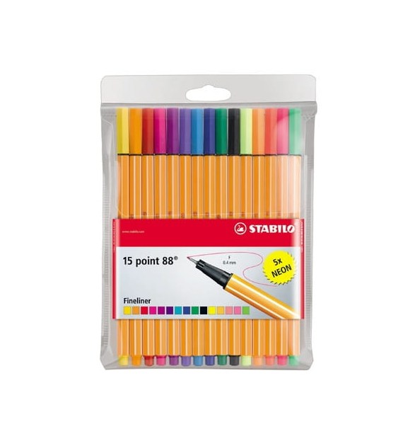Cienkopis Stabilo Point 88 10+5 kolorów etui
