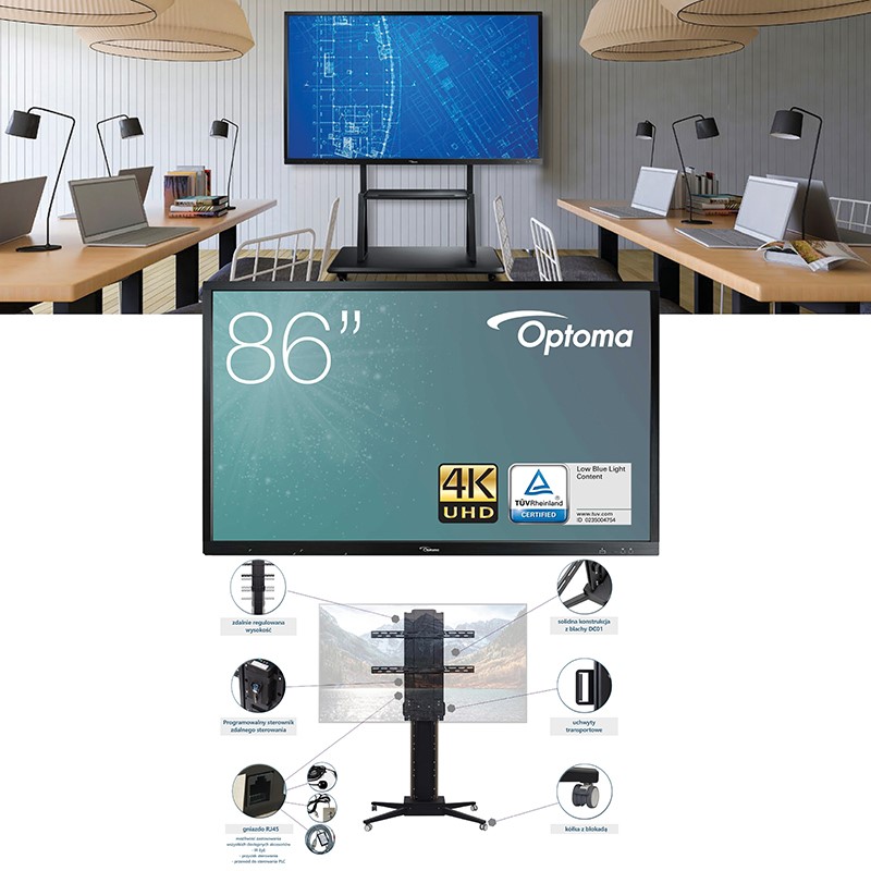 Monitor interaktywny Optoma przekątna 85”