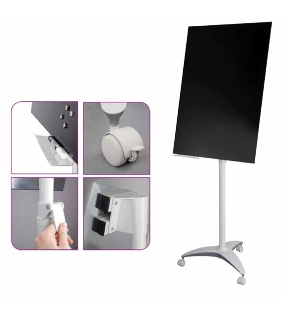 Flipchart mobilny szklany 2x3 70x100 czarny