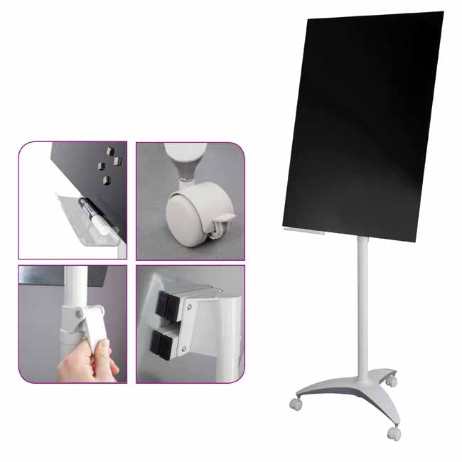 Flipchart mobilny szklany 2x3 70x100 czarny