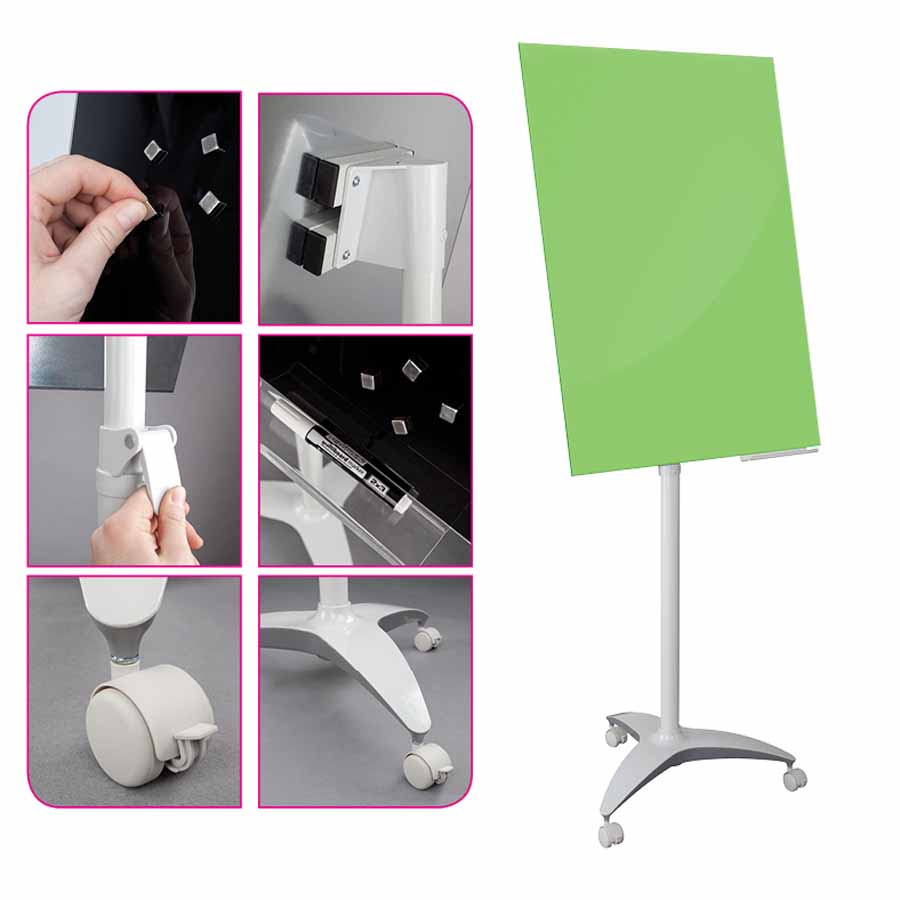Flipchart mobilny szklany 2x3 70x100 zielony