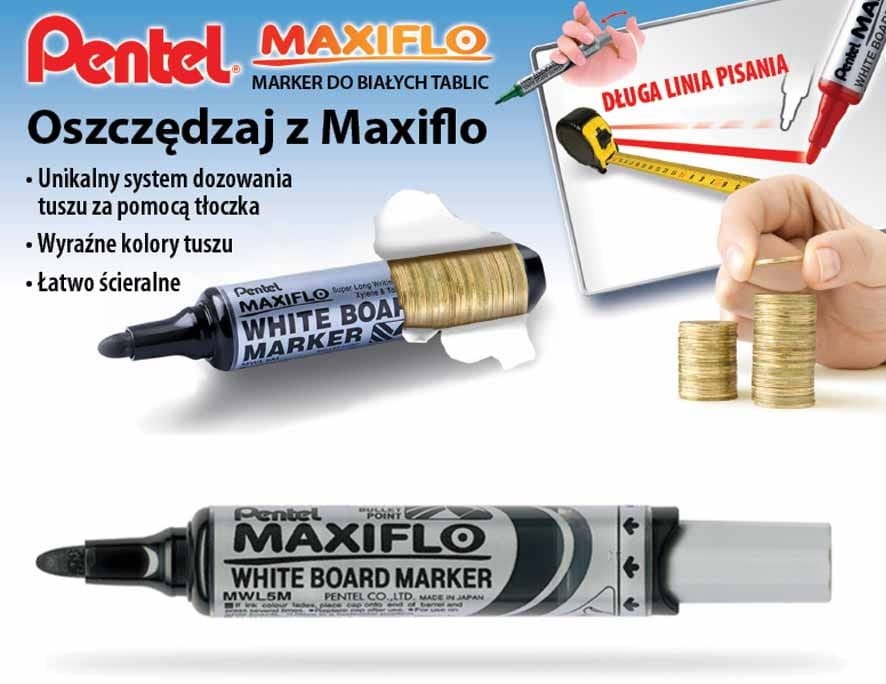 Marker suchościeralny Pentel Maxiflo MWL5M czarny