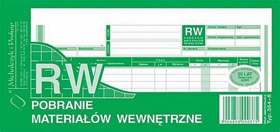 RW Pobranie materiału wewnętrzne 1/3 A4  wielokopia