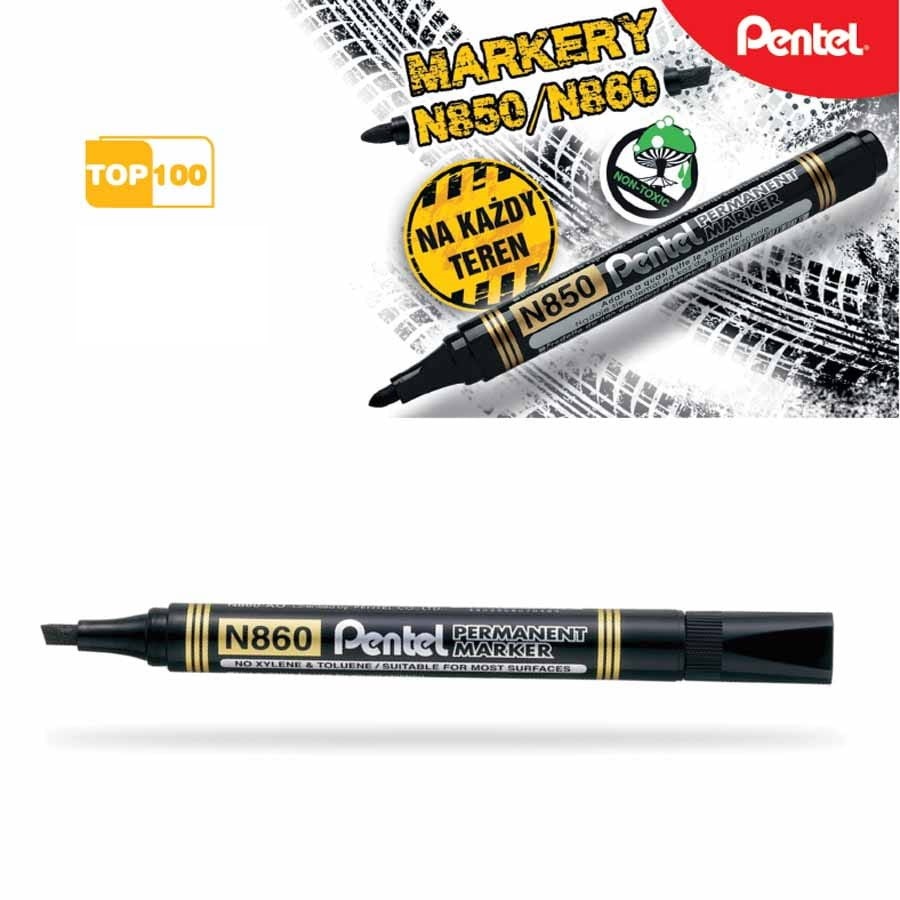 Marker permanentny Pentel N860 ścięta czarny