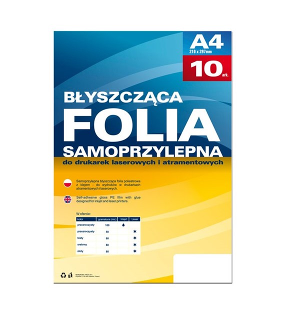 Folia samoprzylepna Argo A4/10 50mic laser przeżroczysta