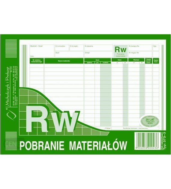 RW Pobranie materiałów, A5, wielokopia