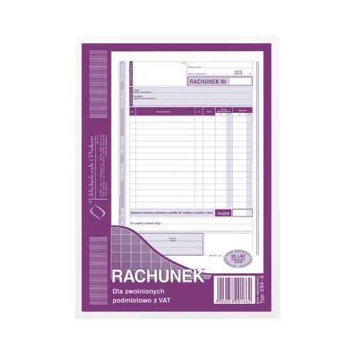 Rachunek dla zwolnionych z VAT A5 (o+1k)