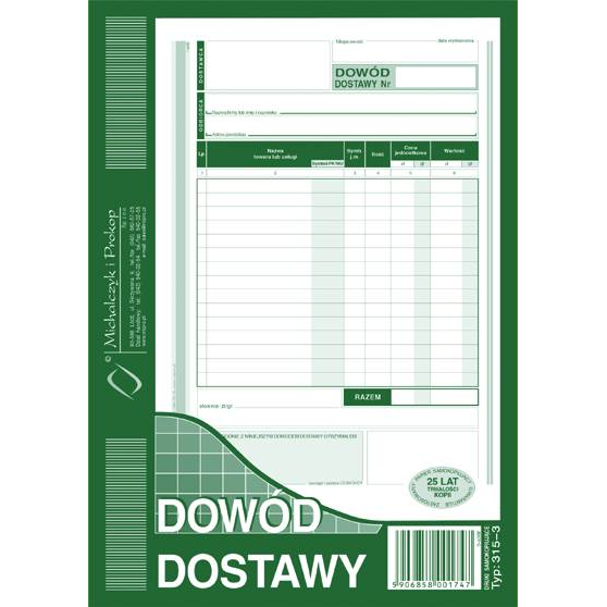 Dowód dostawy A5 wielokopia