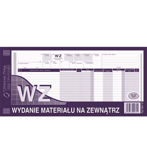 WZ Wydanie materiału na zewnątrz 1/3 A3 wielokopia