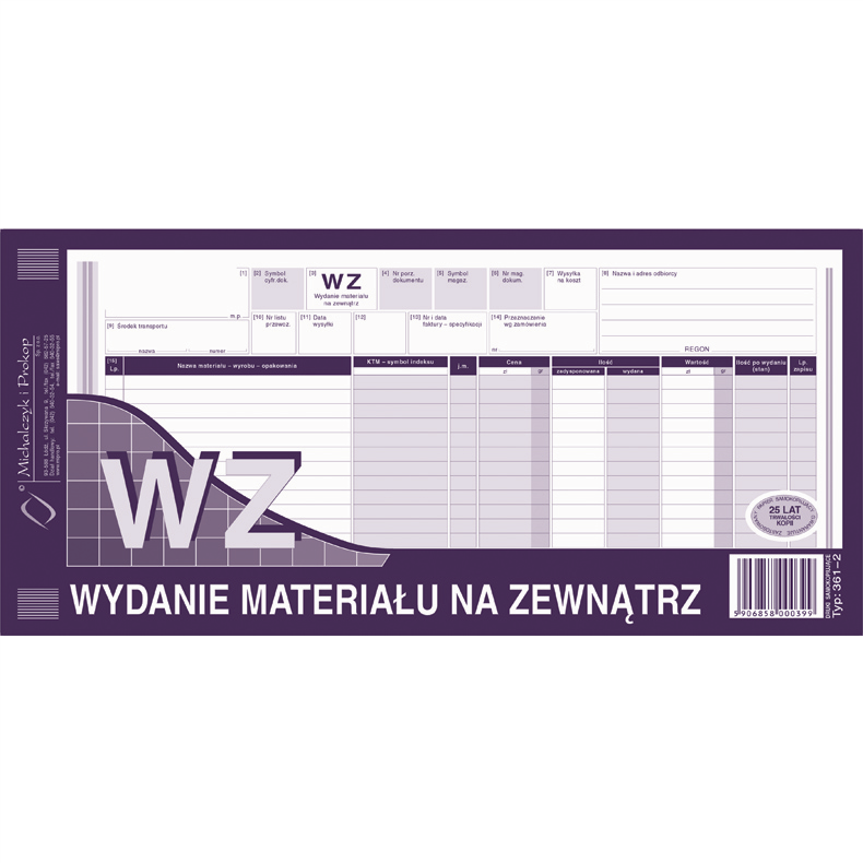 WZ Wydanie materiału na zewnątrz 1/3 A3 wielokopia