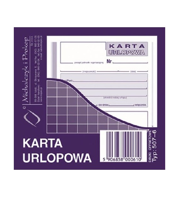 Karta urlopowa 2/3 A6 offset