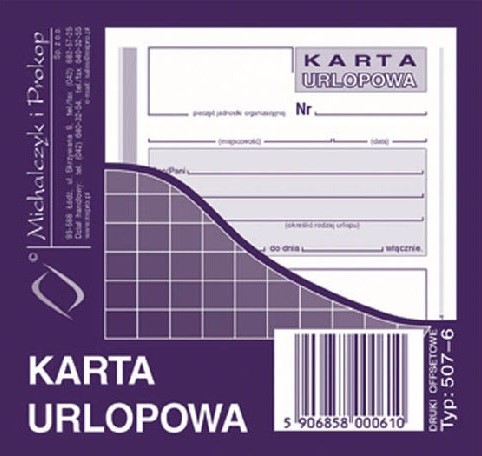 Karta urlopowa 2/3 A6 offset