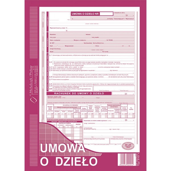 Umowa o dzieło A4 (o+1k)
