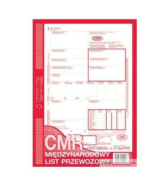 CMR Międzynarodowy list przewozowy A4 (o+4k)