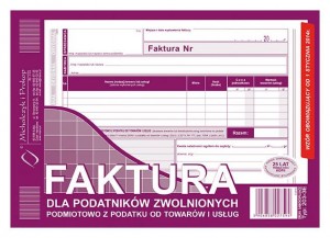 Faktura dla zwolnionych z podatku VAT A5 (o+1k)