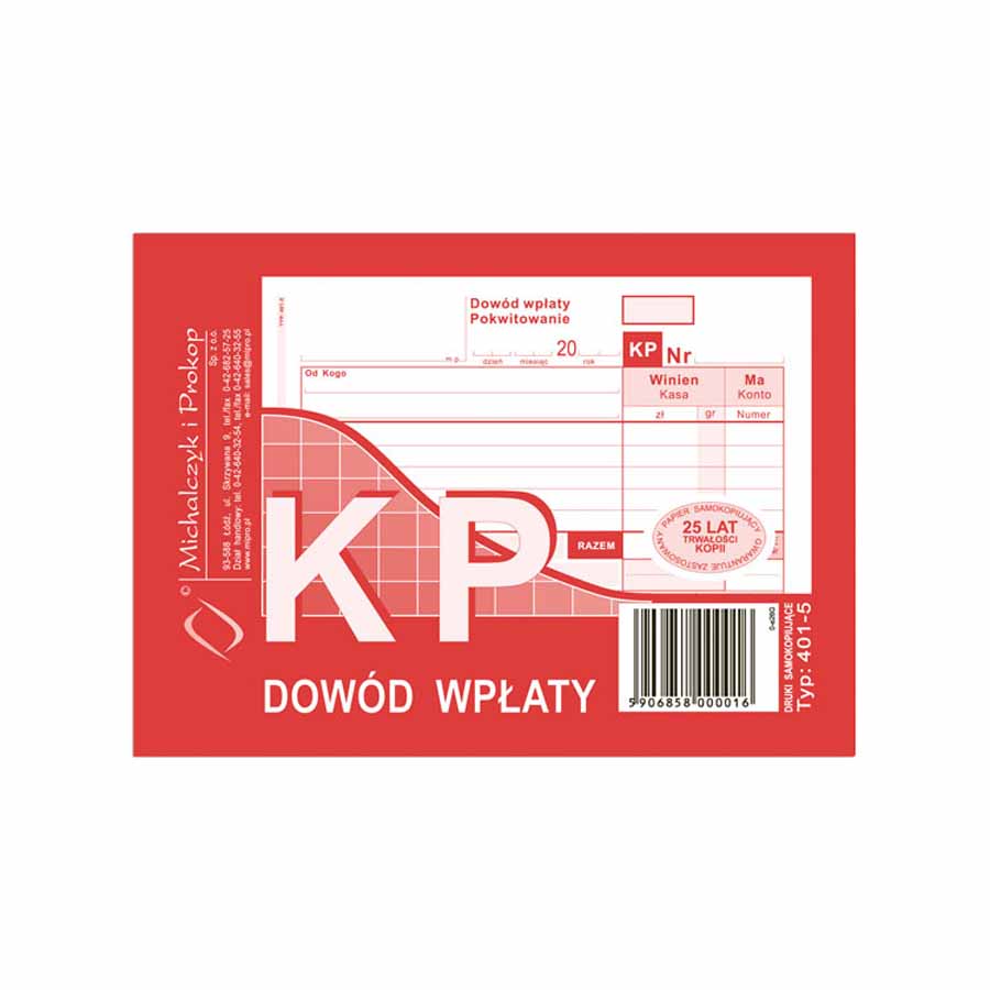 KP - dowód wpłaty A6 wielokopia