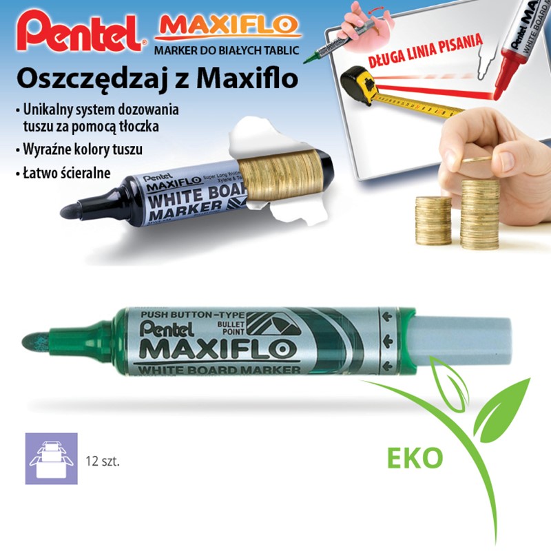 Marker suchościeralny Pentel Maxiflo MWL5M zielony