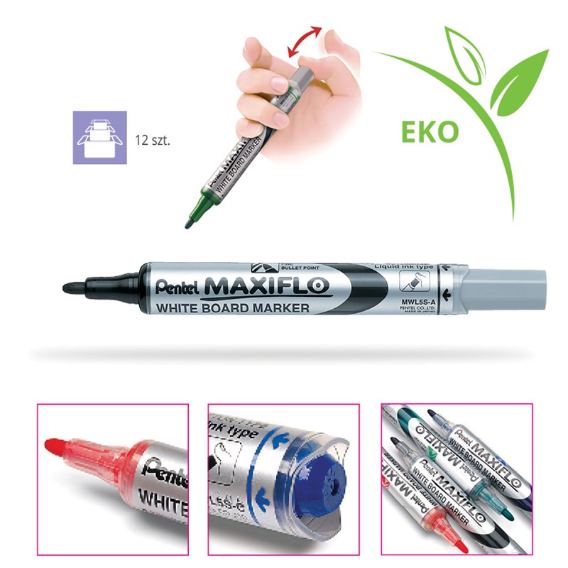 Marker suchościeralny Pentel Maxiflo MWL5S zielony