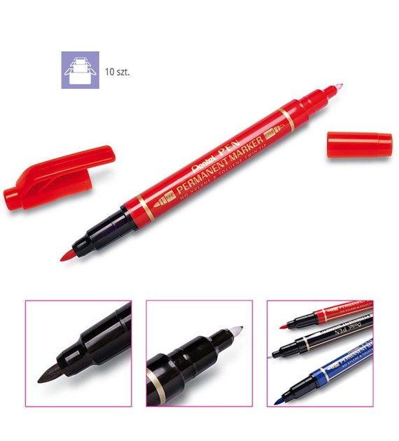 Marker dwustronny Pentel N75W czerwony