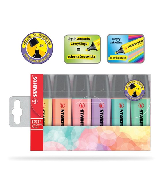 Zakreślacz Stabilo Boss 6-kolorów pastel