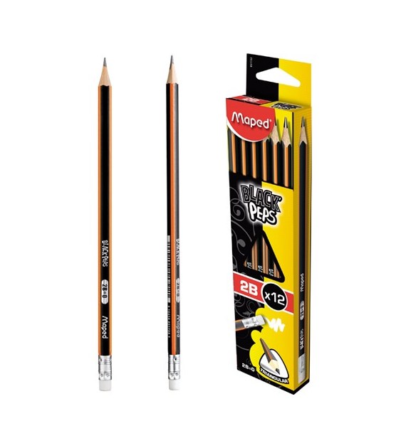Ołówek Maped BlackPeps 2B z gumką