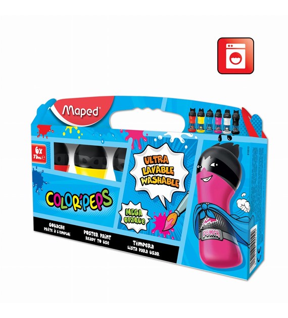 Farby Maped SuperPower 6x75ml w butelkach